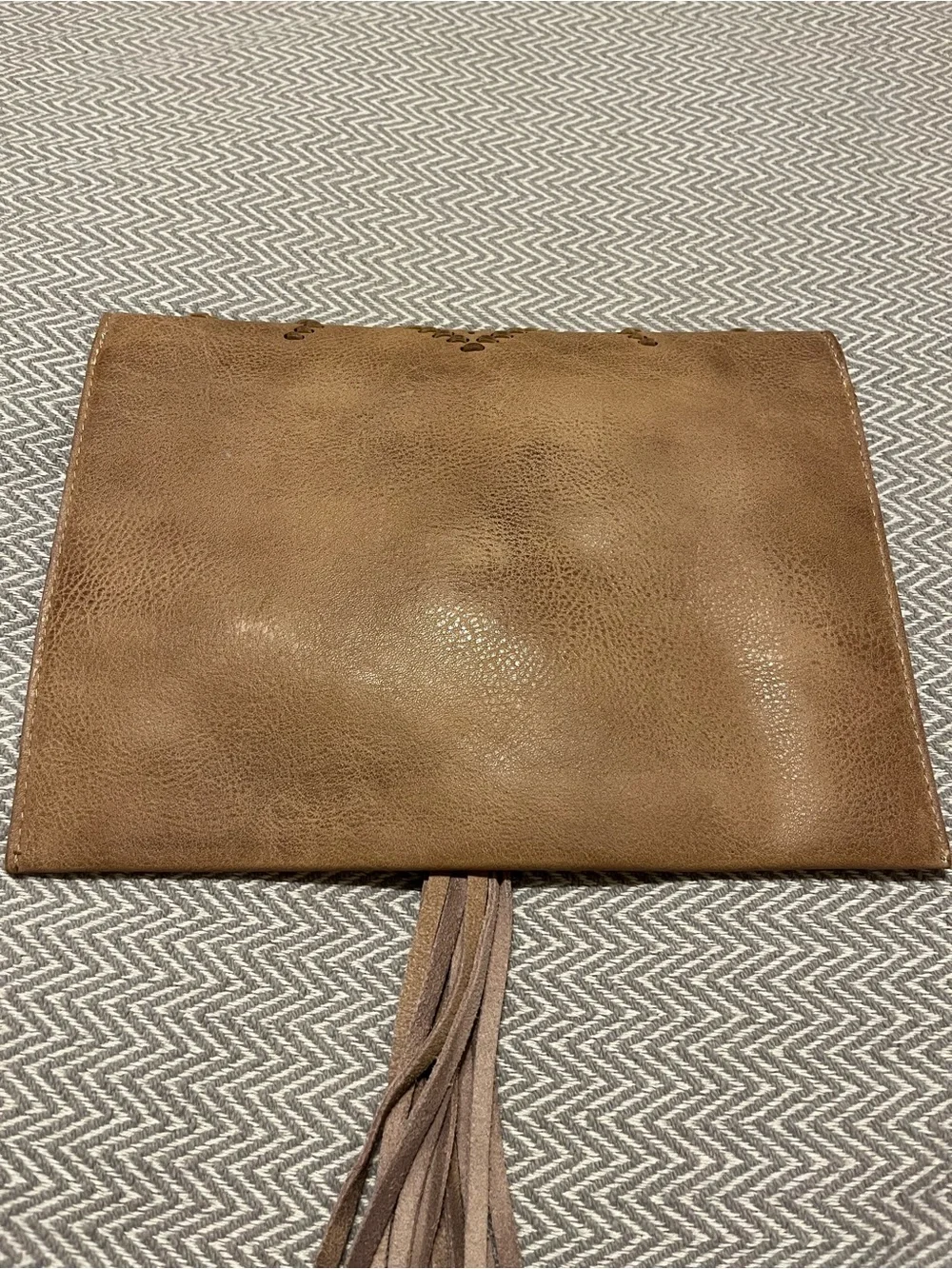 Anthropologie Street Level Brown Tassel Envelope Clutch. Western / Boho.